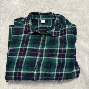 Old Navy Green and Pink Plaid Woman’s Shirt